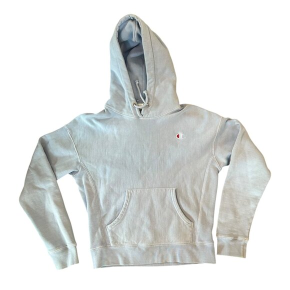 Champion Reverse Weave Baby Pastel Blue Hooded Sweatshirt S - Picture 1 of 9